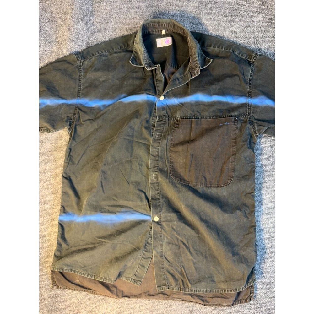 Cantao 4 Shirt Men Medium Black Blue Tie Dye Stripes Collar Button Down High Low